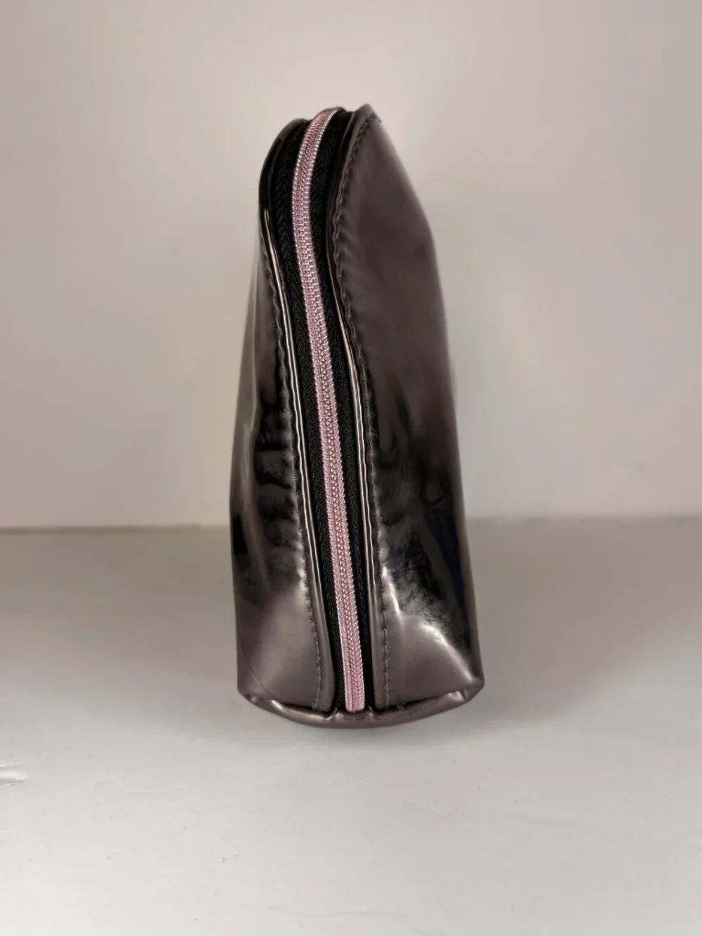 YSL Beaute Yves Saint Laurent Cosmetic Makeup Bag Black Opium Metallic Silver